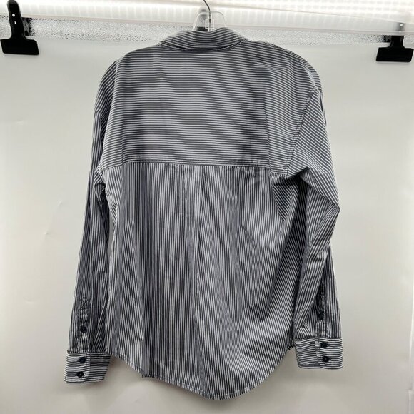 American Eagle Women's Striped Button Up Top Blue Gray/White Size XS - Picture 7 of 9